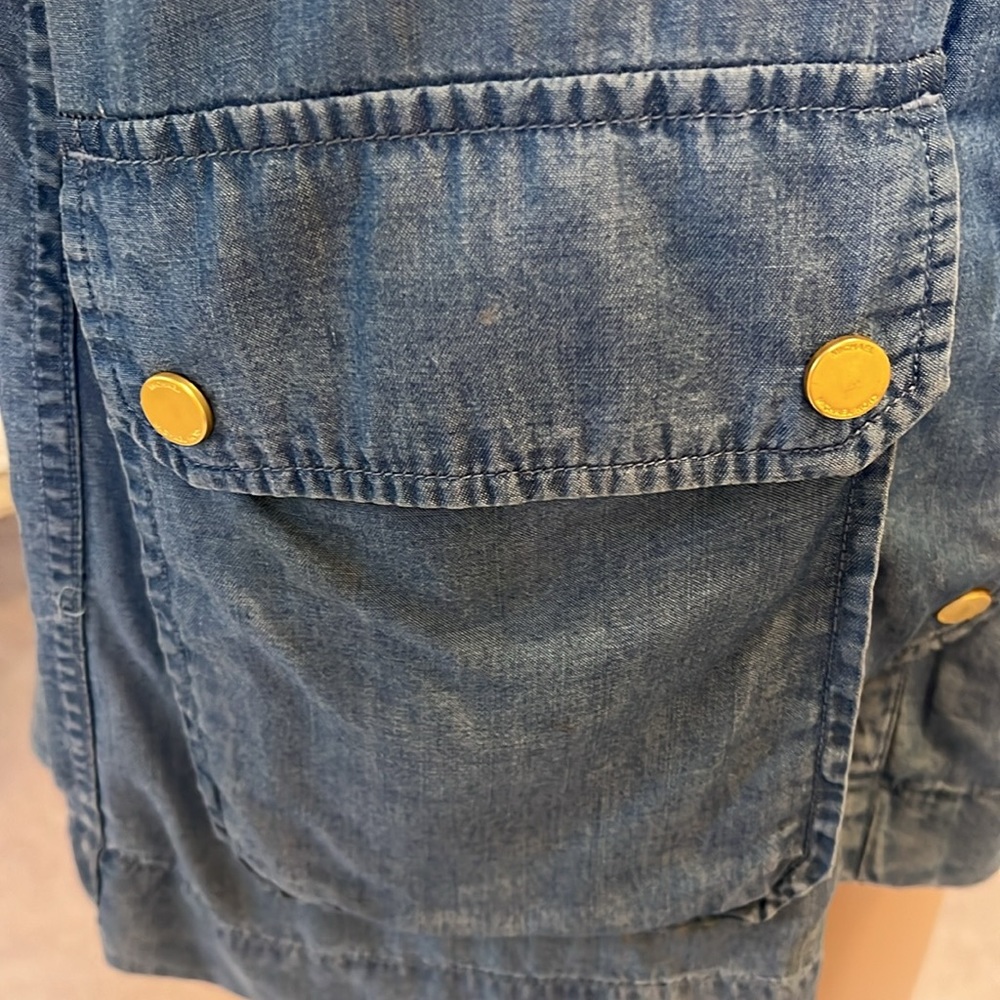 Michael Kors Blue Denim Look Vest with Pockets and Inner Zipper - Picture 3 of 9